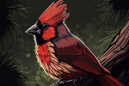 Colorful Cardinal Bird - Detailed Nature Illustration