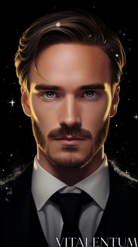 AI ART Fantasy Illustrated Man in Suit: Romantic Storybook Portraiture