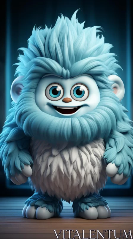 Immersive Cartoon Monsters and Trolls in Light Blue and White AI Image