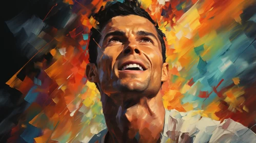 Joyful and Optimistic Art Portrait of Football Player Ronaldo AI Image