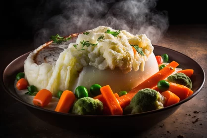 Mashed Potatoes and Vegetables in Atmospheric Mood