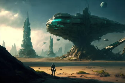 Sci-Fi Backgrounds: Spaceships, Alien Planets, and Futuristic Cities AI Image