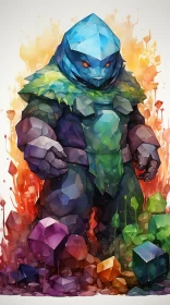 Abstract Dwarven Giant Amidst Colorful Gems