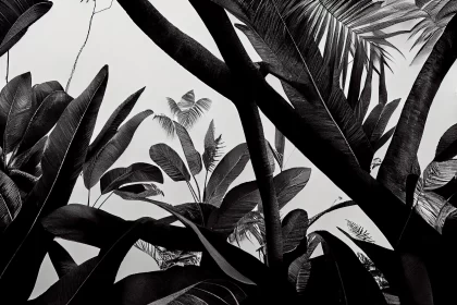 Monochromatic Tropical Nature - Minimalist and Detailed AI Image