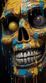 Colorful Painted Skull - A Study in Mechanical Realism AI Image