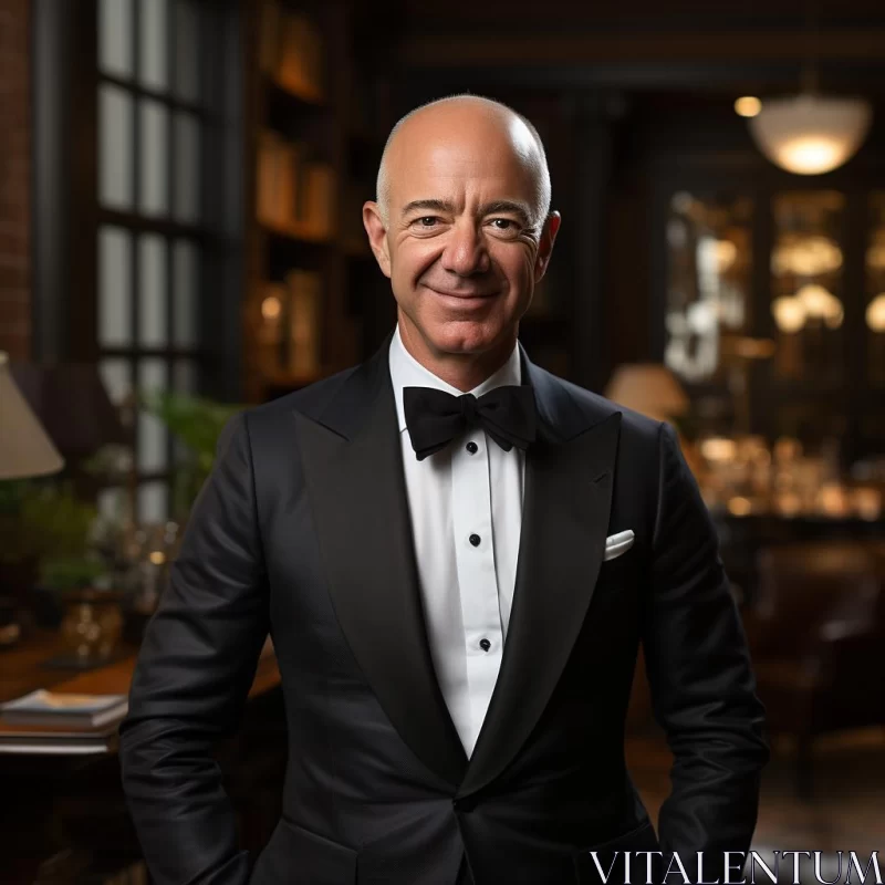 Glamorous Portraiture of Jeff Bezos at World's Fair Trade Summit AI Image
