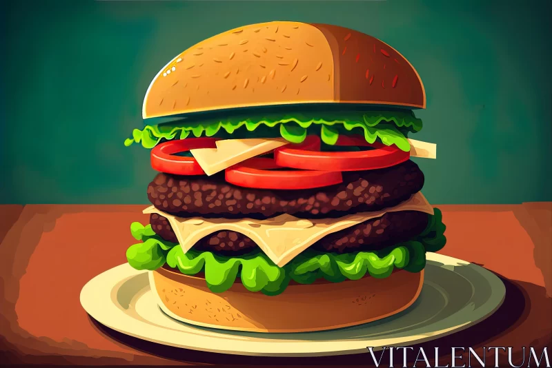 Hand-Drawn Hamburger in 2D Game Art Style AI Image