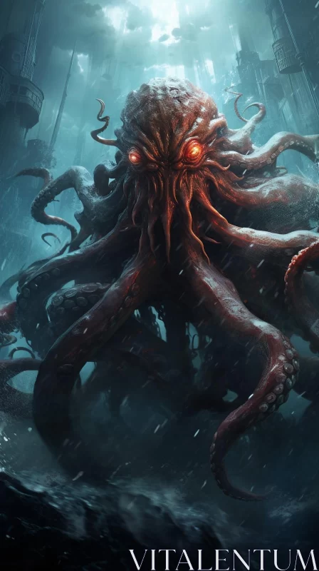 Haunting Octopus Art: City Invasion AI Image
