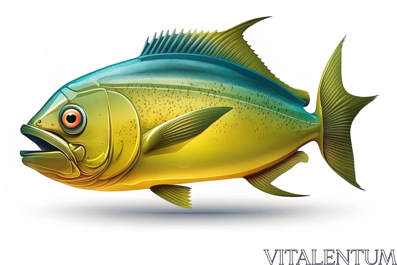 Illustrated Yellow and Green Fish - A Lively Seascape in 2D Game Art AI Image