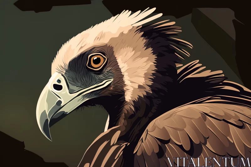 Stylized Vulture Artwork: A Gouache Illustration AI Image