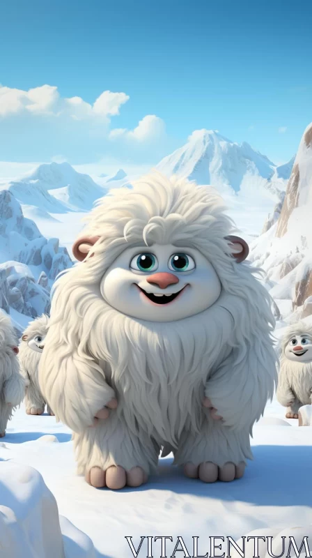 Animated Manticore in a Snowy Mountainous Landscape AI Image