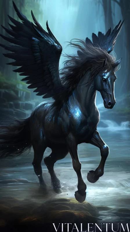 Eerily Realistic Chiaroscuro Portraiture of a Winged Pony AI Image