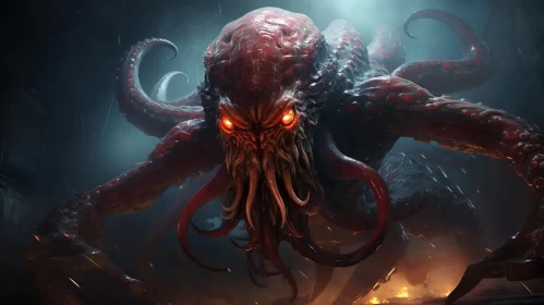 Lovecraftian Nightmare: Monstrous Seascape Artwork AI Image