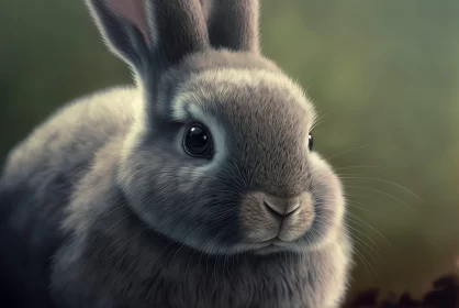 Charming Grey Rabbit, Depth of Field Realistic Portrayal AI Image
