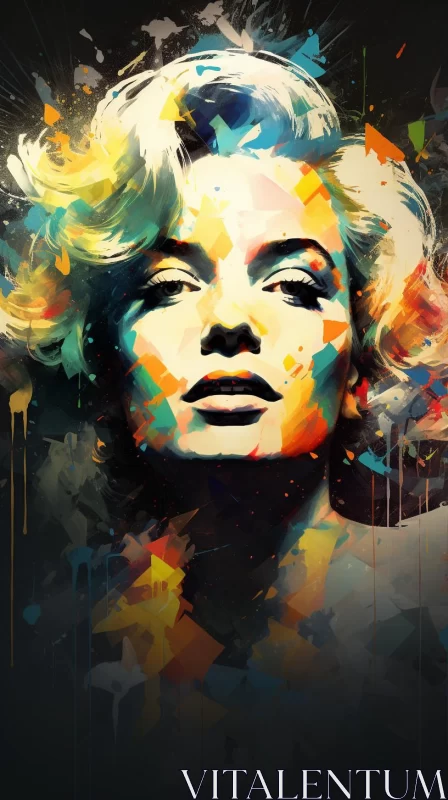 Colorful Abstract Representation of Marilyn Monroe AI Image