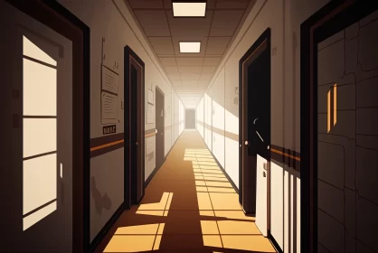 Golden Light Hallway: An Artistic Exploration AI Image