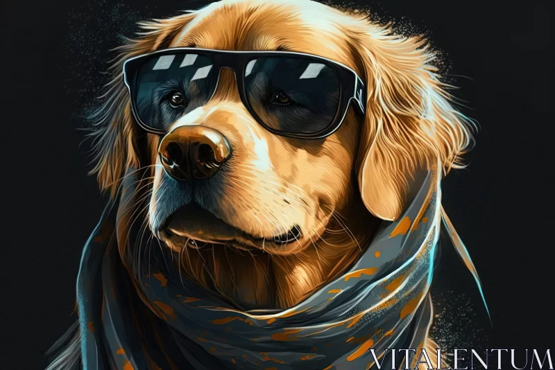 Golden Retriever in Hip Hop Aesthetics and Neon Realism AI Image