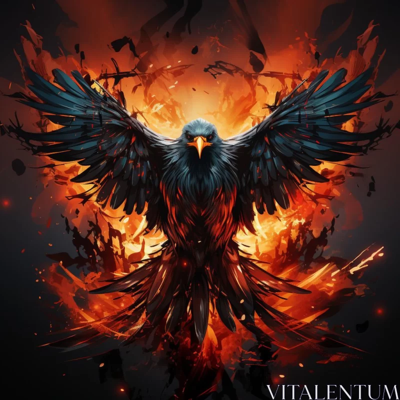 Phoenix Rising from Flames - Bold Digital Illustration AI Image