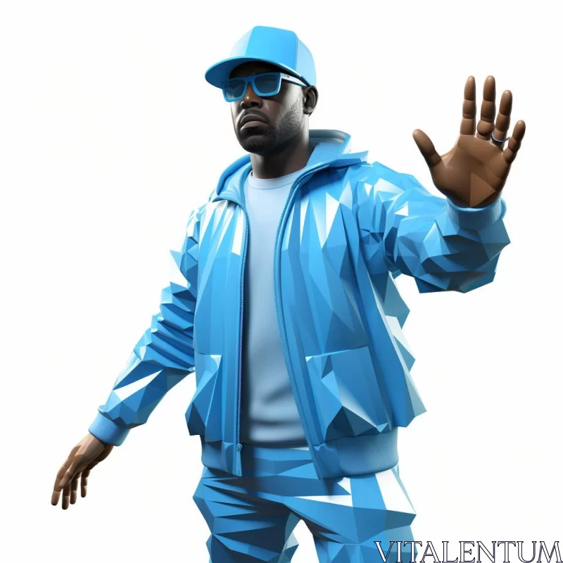 AI ART 3D Hip-Hop Styled Celebrity Model in Azure and White