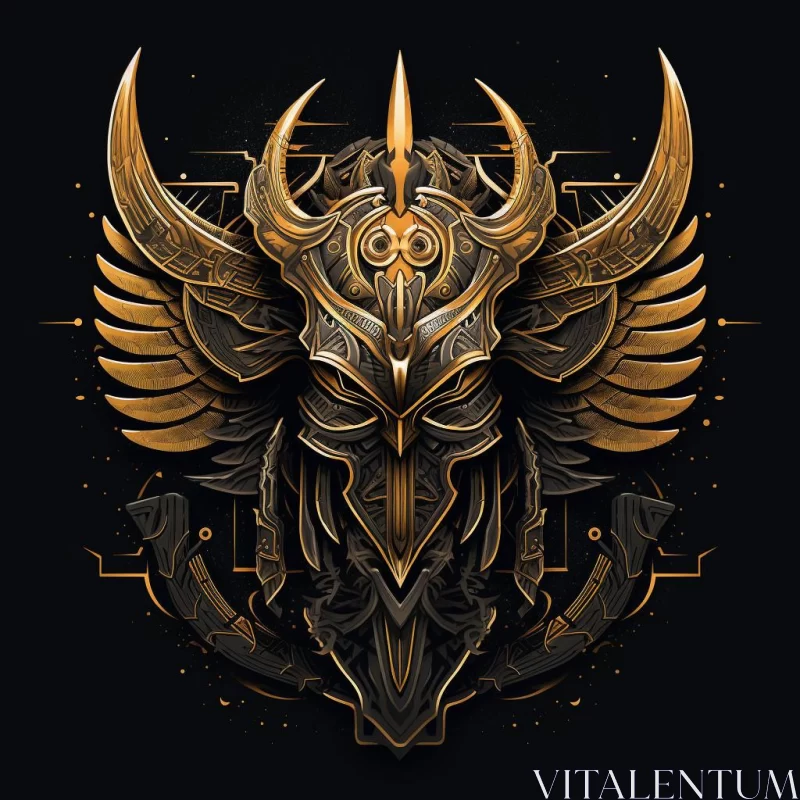 Gold and Dark Bronze Fantasy Helmet Art AI Image