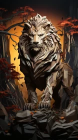 Lion in Forest - 3D Stylized Endurance Art AI Image