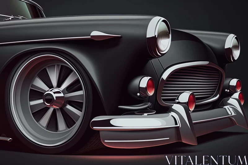 Black Vintage Car in Animation Style with Precisionist Details AI Image