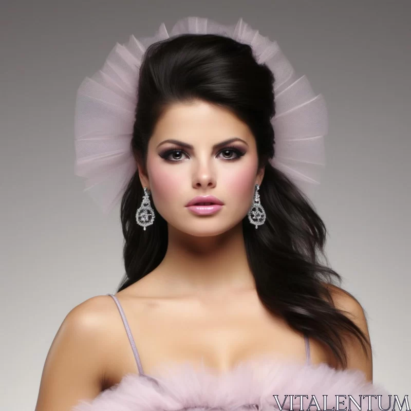 Elegance personified: Lady in Pink Dress with Modern Jewelry AI Image