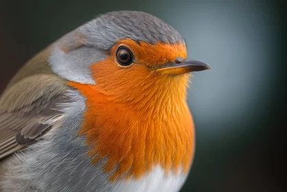 Characterful Robin Portrait in Soft Silver and Orange