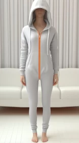 Fashionable Woman in Grey Jumpsuit: Unicorncore Schoolgirl Lifestyle AI Image