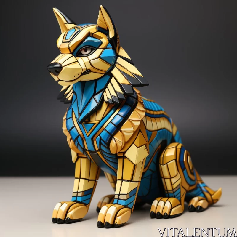 3D Printed Egyptian Dog Sculpture: A Fusion of Cyberpunk and Anime Art AI Image