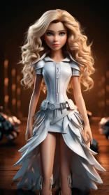 Barbie Fantasy Doll 3D Rendering with Metallic Texture AI Image