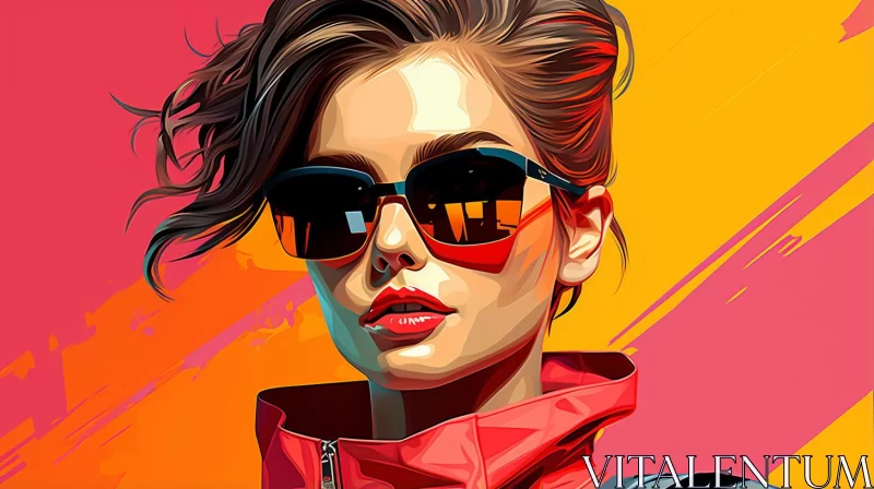 Modernism-inspired Portraiture of a Girl in Sunglasses AI Image