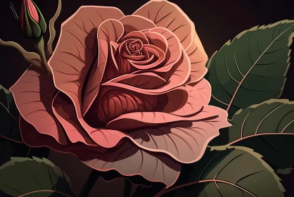 Pink Rose in Bloom: A 2D Game Art Illustration