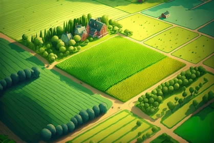 Charming Aerial View of Countryside Farm