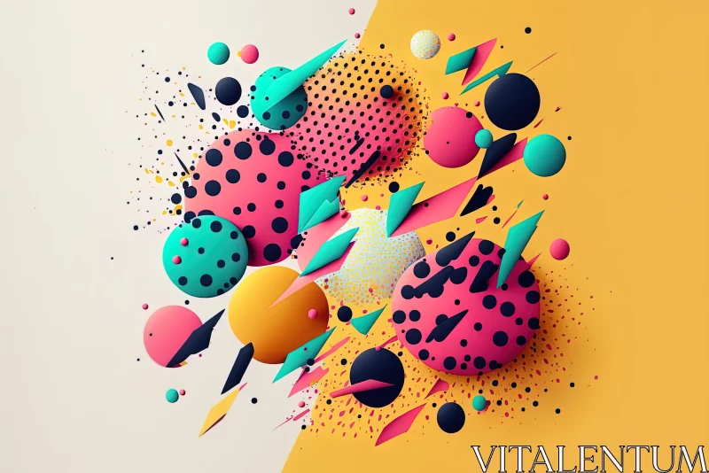 Colorful Geometric Abstract Spheres in Pop-Art Style AI Image