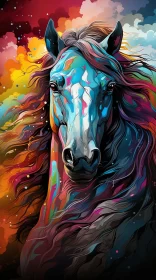 Colorful Horse Painting - A Psychedelic Artwork AI Image