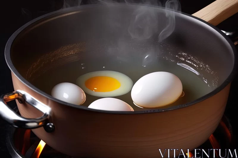 Eggs Boiling in a Pan - A Backlit, Contoured Shading Artwork AI Image