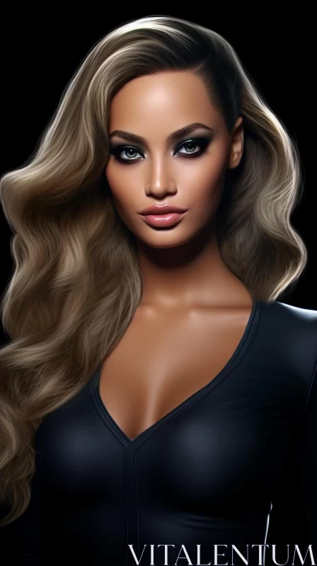 Elegant Woman in Black Dress - Photorealistic Artistry AI Image