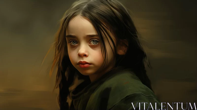 Expressive Portrait of a Young Girl - Childhood Arcadias AI Image