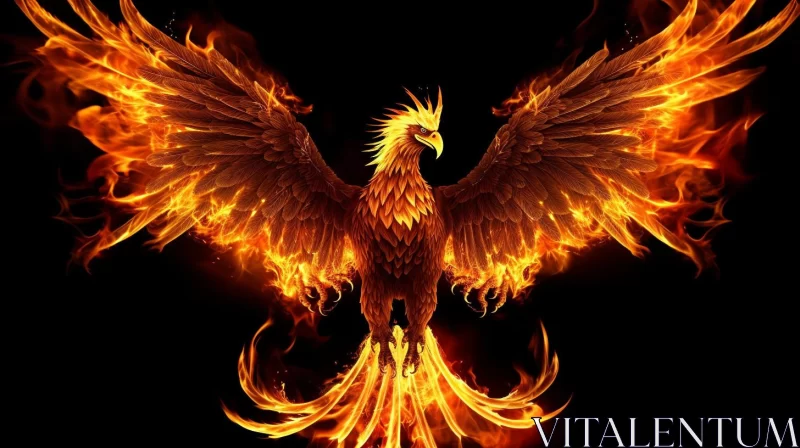 Phoenix Bird in Flames - Detailed and Symbolic Art AI Image