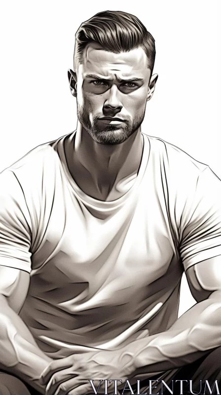 AI ART Realistic Comic Style Illustration of Man in White Shirt