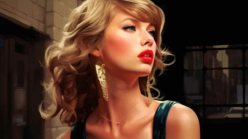 Glossy Realistic Speedpainting of a Taylor Swift Inspired Portrait AI Image