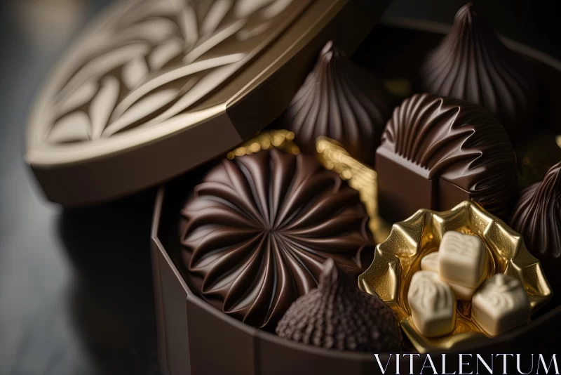 AI ART Luxurious Chocolate Assortment in Elegant Black Tin Box