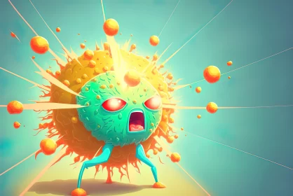 Virus Attack in 2D Game Art Style Illustration