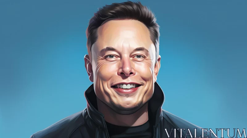 AI ART Elon Musk Smiling Portrait - Stylized Caricature