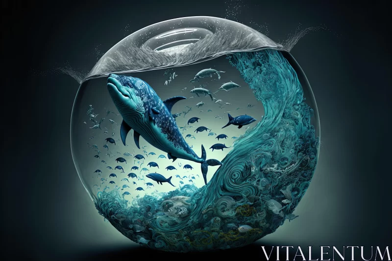 Intricate Underwater World in a Bowl: A Fluid Illustration AI Image