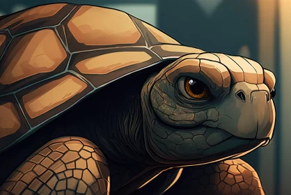 Intriguing Turtle Illustration in Earthy Tones