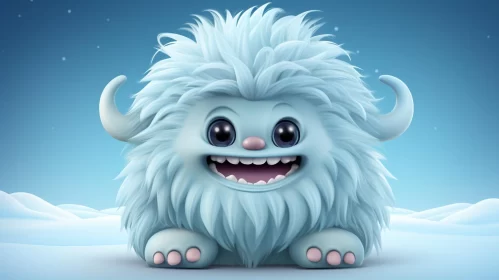Winter Style 3D Animated Cartoon Monster in Aurorapunk AI Image
