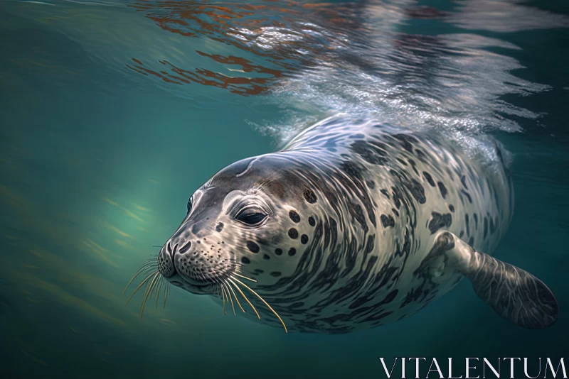 Realistic Underwater Seal Swimming Among Coral Reefs AI Image
