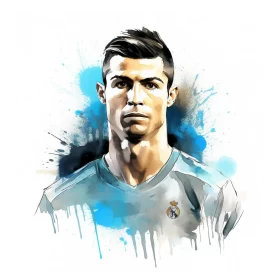 Watercolor Portrait of Real Madrid Player - Artistic Interpretation AI Image